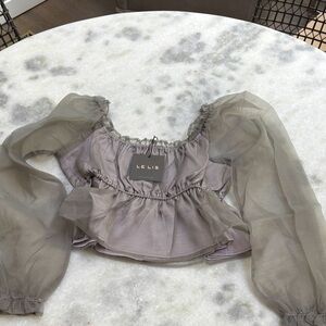 New Le Lis Blouse Cropped Ruffle Chiffon Dressy